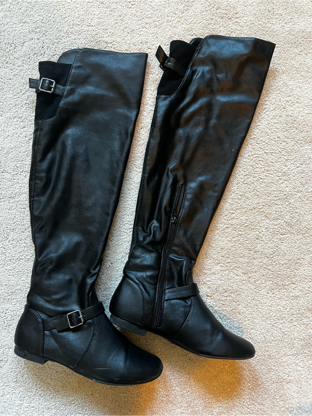 BAMBOO Black Over-the-Knee Buckle Boots